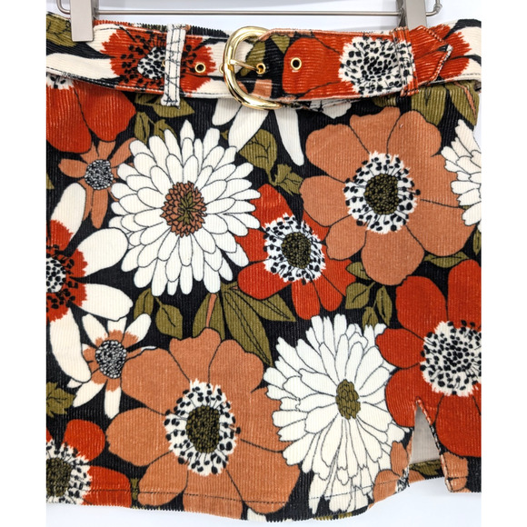 Show Me Your Mumu Tyra Belted Mini Skirt Hutton Floral Corduroy Retro Medium - Picture 5 of 10